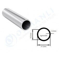 Alüminyum Boru Dış Çap 7,5mm X Et Kalınlık 1,5mm